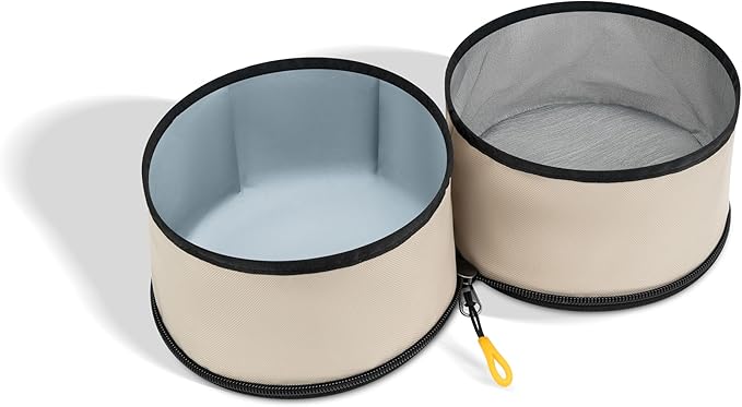 OllyDog Superbowl | Collapsible Dog Travel Bowl | 2-Compartment Food & Water | Foldable Portable Dog Dish | Hiking Camping Backpacking | Small Medium Large Dogs (Con Leche)