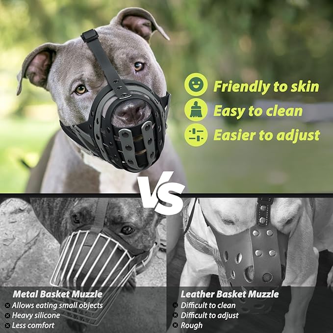 Mayerzon Pitbull Muzzle for Large Medium Sized Dogs to Prevent Biting Scavenging, Basket Muzzle for Rottweiler Staffordshire Terrier in Grooming Training, Allow to Pant Drink, Lightweight and Sturdy