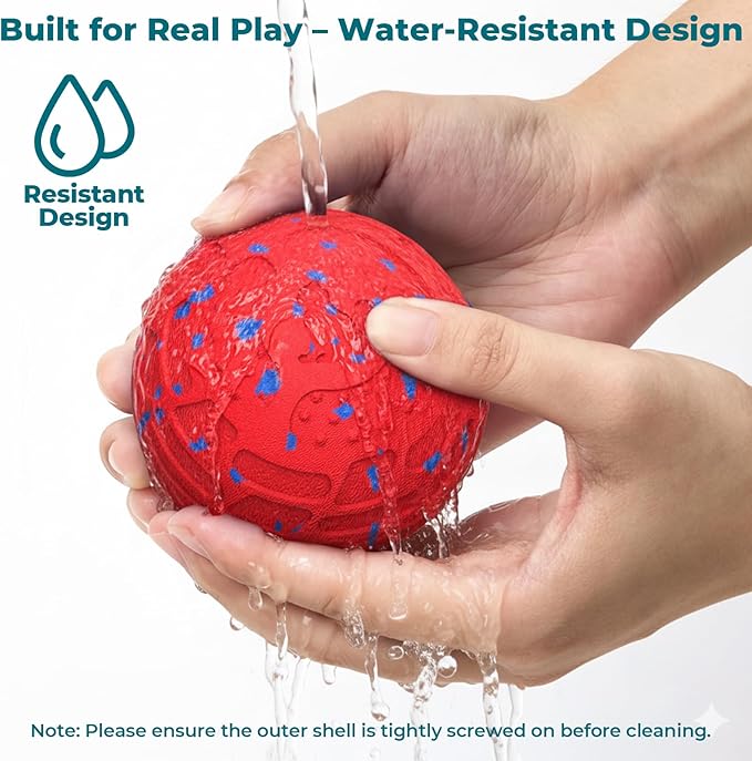 KITPLUS Smart Interactive Dog Toy Ball - Automatic Moving, Bouncing & Rolling, 3 Play Modes, Chew-Proof E-TPU, Waterproof, USB Rechargeable, Active Pet Ball for Medium & Large Dogs, Red