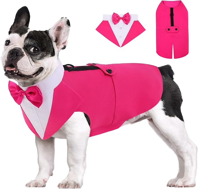 AOFITEE Dog Tuxedo Formal Dog Suit and Bandana Set, Gentle Dogs Wedding Party Suit Bow Tie Shirt, Tuxedo for Small Dogs Costume Outfit with Detachable Bowtie Collar for Christmas Halloween Dress Up