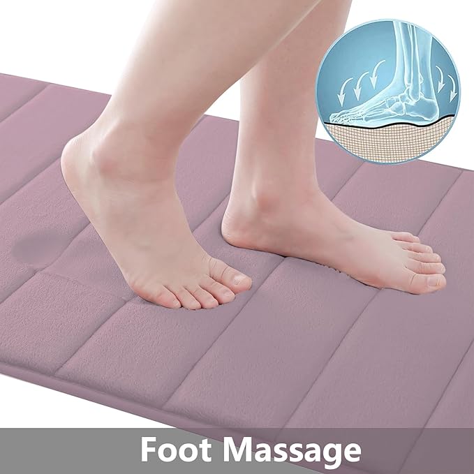 Buganda Memory Foam Bath Mat, 70" x 24", Ultra Soft and Non-Slip Bathroom Rugs, Water Absorbent and Machine Washable Bath Rug Runner for Bathroom, Shower, and Tub, Mauve