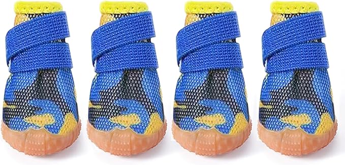 Dog Shoes for Small Dogs,Breathable Dog Boots,Pet Paw Protector for Hot Pavement and Winter Snow,Outdoor Walking and Indoor Hardfloors(Blue-Size 2)