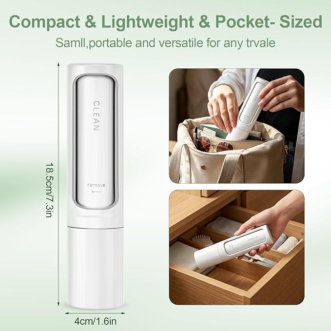 Pet Hair Remover Tool - Reusable Lint Roller Lint Brush for Cat & Dog Hair on Furniture, Clothes, Couches, Car Seats, and Fabric - No Refills, Eco-Friendly and Portable (White)