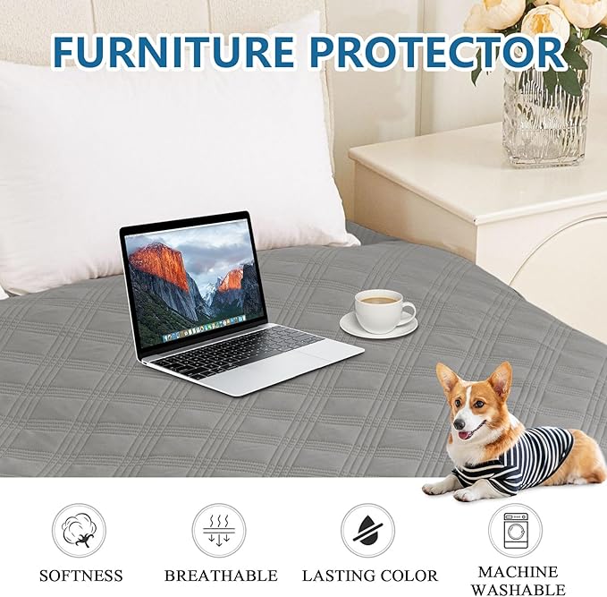 hyha Waterproof Dog Blanket, Reversible Pet Bed Blanket, Soft Sofa Couch Cover for Dogs Washable, Waterproof Pet Couch Covers for Sofa Puppy Cats Furniture Protector(40"x70", Grey/Grey)