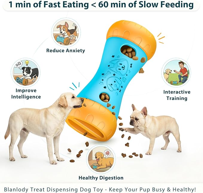 Treat Dispensing Dog Toy, Dog Puzzle Toys for Small Medium Large Dogs, Mental Stimulating Stepless Adjustable Slow Feeder, Boredom Relief Interactive Puppy Enrichment to Keep Them Busy Ideal Gift Blue