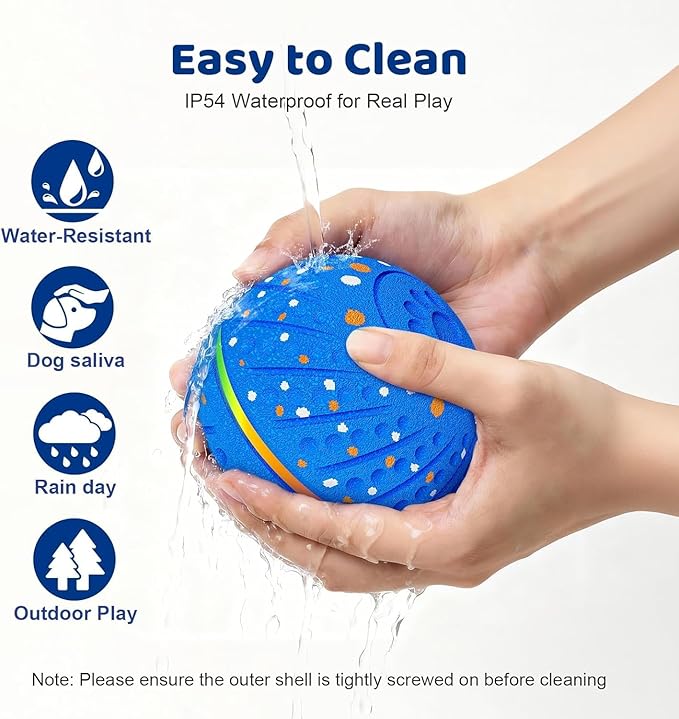 Interactive Dog Ball Toy - Smart Moving Bouncing Dog Ball with RGB Lights, E-TPU Material, 3 Play Modes Automatic Rolling Ball Dogs Toy for Small Medium Dogs Keep Them Busy(Blue)