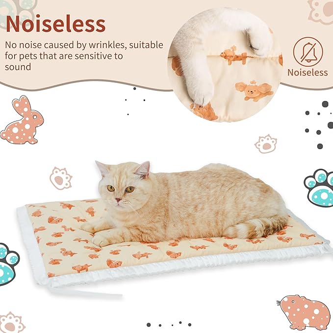 Reversible Silent Cat Bed Self Warming Pet Pad Thin Style Mat Washable Cushion Pad, Pad for Window Perch Outdoor Cat Houses, for Cats, Small Dogs, Rabbits, Non Electric,(Brown Puppy,M)
