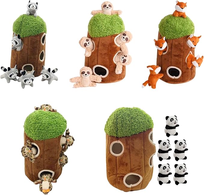 6Pcs/Set Interactive Squeaky Hide & Seek Activity Plush Soft Dog Toy Stuffing Burrow Optional Animal Plush Christmas Dog Toys for Christmas