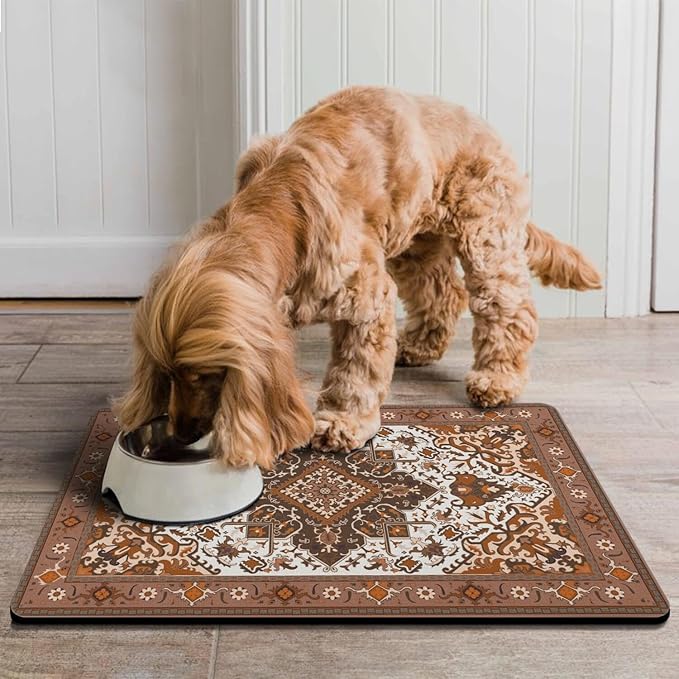 Pet Feeding Mat for Floors Waterproof Dog Mat for Food and Water Absorbent Quick Dry Non Slip mat for Cat Bowls