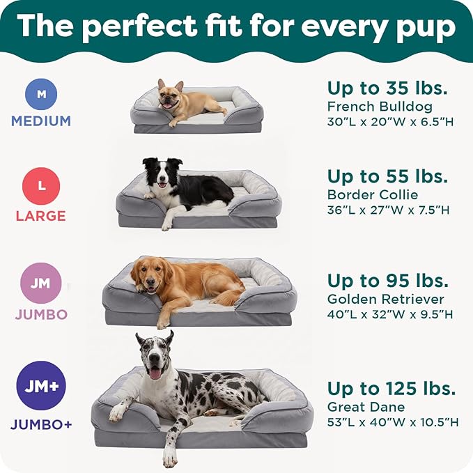 FurHaven Cooling Gel Dog Bed for Large Dogs, Perfect Comfort Sofa Bed, Cool Gel-Top & Orthopedic Foam Base for Joint Support, Removable Washable Cover, Jumbo Plus XXL, Plush & Velvet, Celadon Green