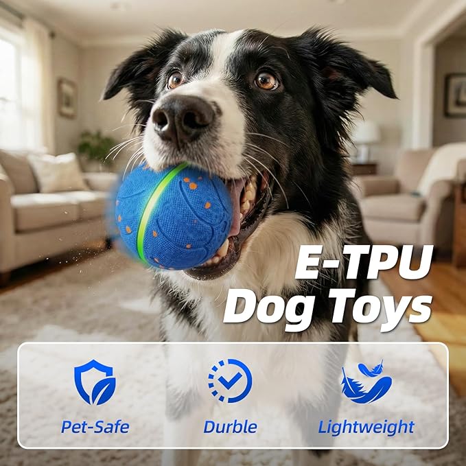 Diman Interactive Dog Toys, 3.5 Inch Automatic Moving Balls for Dogs, 3-Modes with Colorful Lights, Durable E-TPU Material, Active Self Rolling, Bouncing, and Rotating Puppy Toy to Keep Them Busy