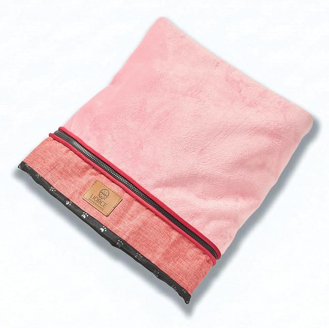 LIROCE Washable Dog Bed Cover Replacement, XL Wrap-Around Zipper Cover for Orthopedic Memory Faom Dog Bed (41x27x4 inches), Pink
