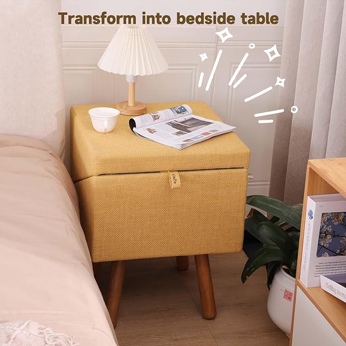 21.06”H Dog Stairs for High Bed, 6-Step Pet Stairs with Split Ottoman Design - Tall Dog Steps Convertible to Bedside Table Nightstand, Large Non-Slip Stairs for Big Medium Dogs to Bed(Yellow)