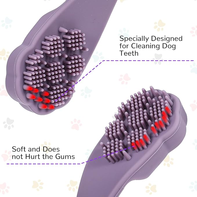 Qianyu 4 Pack Silicone Dog & Cat Finger Toothbrush Kit - Food Grade, Safe, Non-Toxic, Easy Teeth Cleaning, Prevents Bad Breath & Oral Inflammation