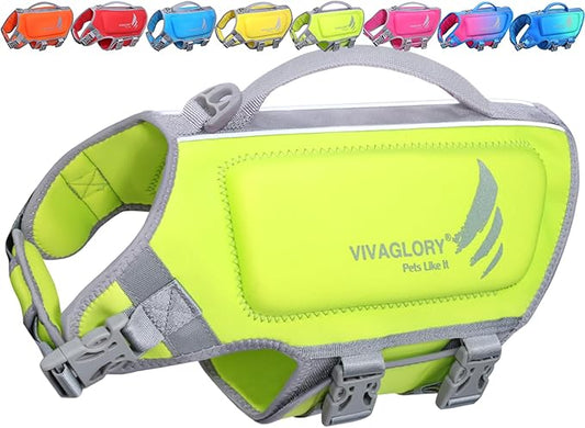 VIVAGLORY High Buoyancy Dog Life Vest, Swimming Vest with Handle, Dog Life Jacket for Swimming & Boating, Buoyancy for Puppy Doggy, S, Bright Yellow