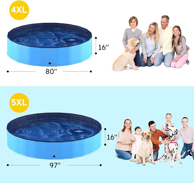 Niubya Foldable Dog Swimming Pool, Collapsible Pet Bathtub, Hard Plastic Bath Pool for Dogs and Cats, 97 x 16 in