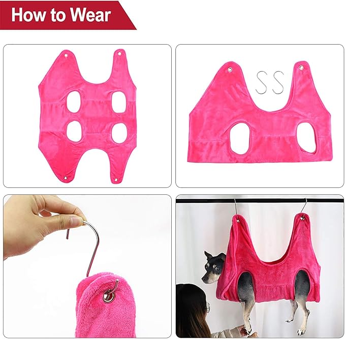 Dog Hammock for Grooming Hammock with 2pcs Hook Dog Grooming Sling Dog Sling for Nail Clipping Dog Lift Harness for Small Dogs Grey M