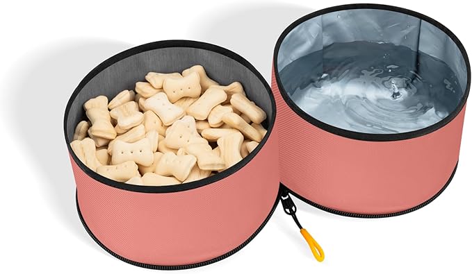 OllyDog Superbowl | Collapsible Dog Travel Bowl | 2-Compartment Food & Water | Foldable Portable Dog Dish | Hiking Camping Backpacking | Small Medium Large Dogs (Desert)