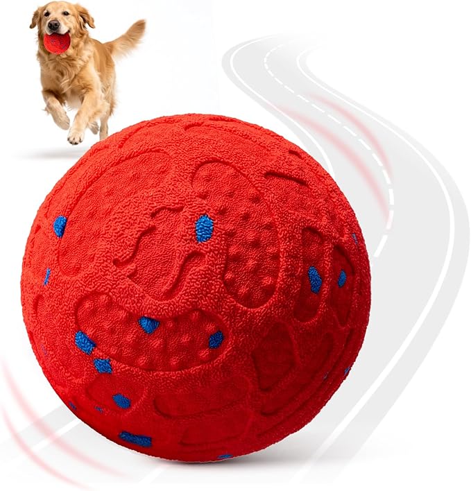 KITPLUS Smart Interactive Dog Toy Ball - Automatic Moving, Bouncing & Rolling, 3 Play Modes, Chew-Proof E-TPU, Waterproof, USB Rechargeable, Active Pet Ball for Medium & Large Dogs, Red