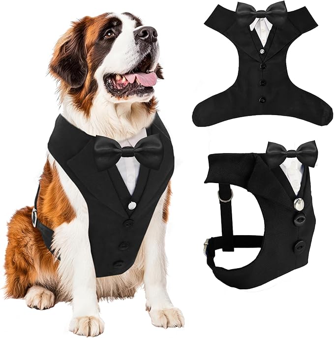 AVERYDAY Dog Tuxedo for Wedding Outfit, Dog Suit and Tie Costumes for Birthday, Halloween, Cosplay, Christmas Party, Pet Formal Wear with Bowtie, Tux for Medium Large Dogs, Bulldog, Labrador, Husky