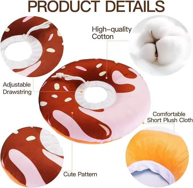 Cat Cone Collar Soft, Cute Cat Donut Collar After Surgery, Adjustable Kitten Recovery Cones to Stop Licking, Lightweight Neck Elizabethan Collars for Cats Kittens (Chocolate, Large)