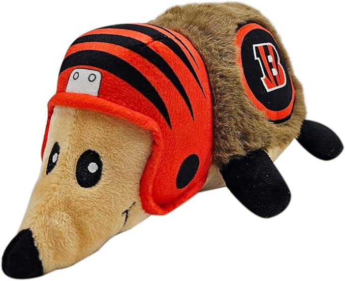 NFL Cincinnati Bengals Plush Hedgehog Toy for Dogs & Cats, Cool Soft Pet Toy for Fun and Interactive Play, Dog Chew Toy with Squeaker, Licensed Hot Pet Toy