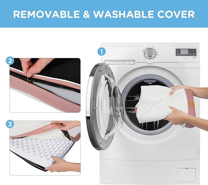 Sunheir Washable Large Dog Bed Covers Soft Plush Replacement, Waterproof Dog Bed Liner, Pet Bed Cover with Zipper 36x27x3 Inches, Pink, Cover Only
