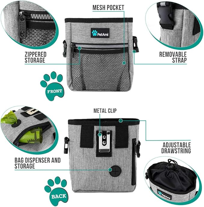 PETAMI Dog and CAT Treat Pouch, Heather Gray
