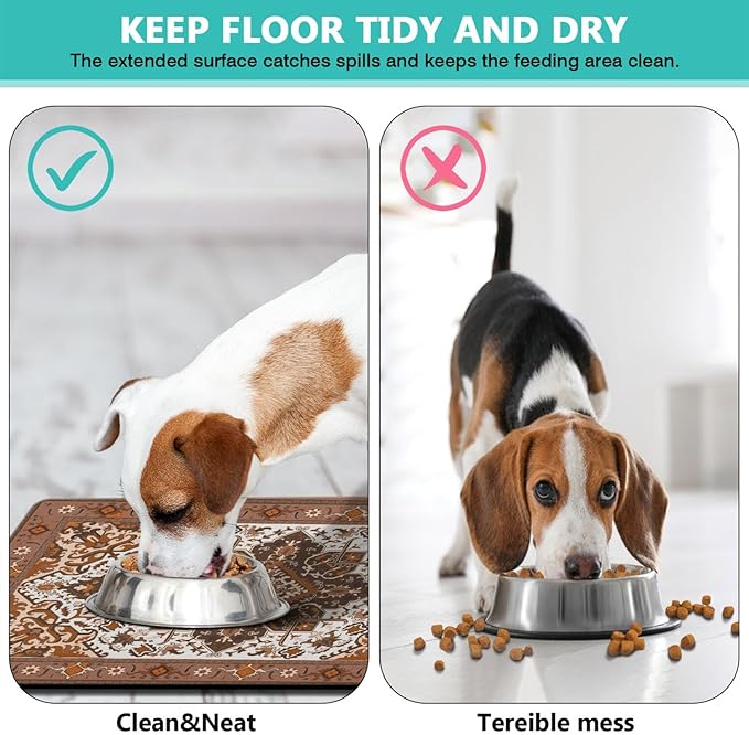 Pet Feeding Mat for Floors Waterproof Dog Mat for Food and Water Absorbent Quick Dry Non Slip mat for Cat Bowls
