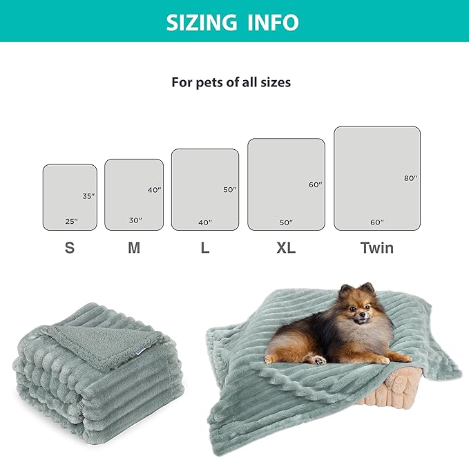 Waterproof Pet Blanket for Large Dogs & Cats - Reversible Calming Plush, Washable Furniture Cover for Couch, Bed, Car Seat, Blocks Leaks, Stains & Pet Fur (Green, 50"x60")
