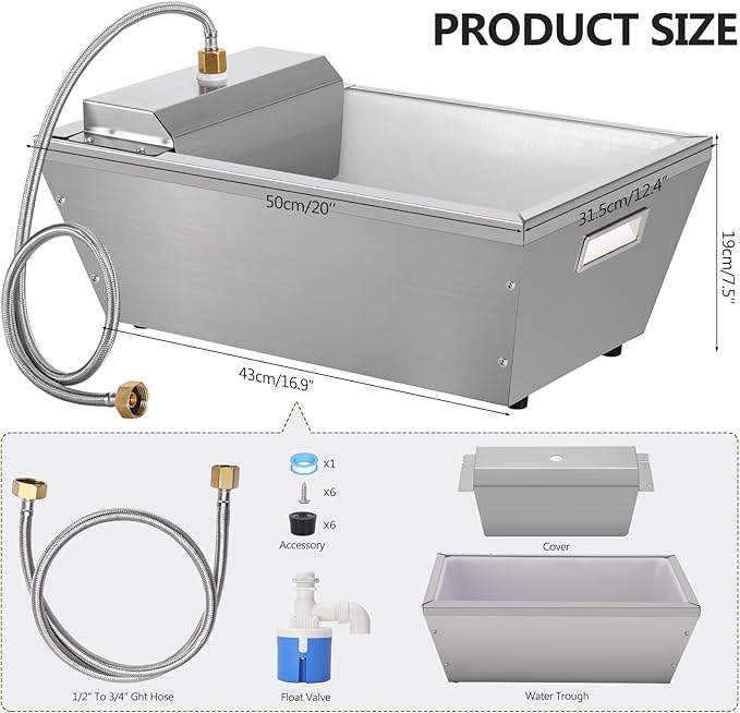4Gal Dog Water Bowl Dispenser Automatic Livestock Water Trough Metal Large Capacity Self Filling Livestock Waterer for Dogs Horse Goat Sheep Pet