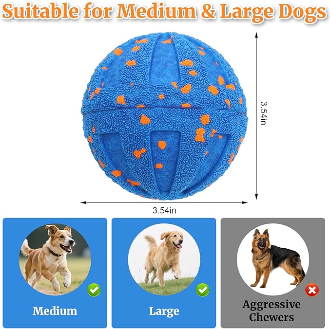 Interactive Dog Toys, Automatic Moving Dog Balls Self Rolling Vibrating Bouncing Ball for Dogs Medium & Large E-TPU Smart Dog Toys Stimulating for Boredom-Blue
