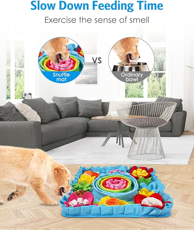 AMIR Snuffle Mat for Dogs, Dog Snuffle Mat, Interactive Feeding Puzzle Toy, Promotes Natural Foraging and Slow Eating Dog Sniff Mat, Aids Stress Relief and Training (20 inch)