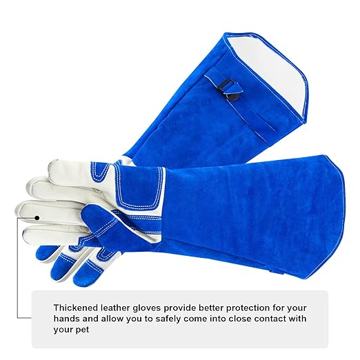 AOWPFVV Leather Animal Handling Gloves, Multipurpose Pet Glove for Grooming, Grabbing Reptile,Trips to Vet. Puncture Scratch Resistant, Bite Proof for Cat Dog Bird Falcon Livestock Snake