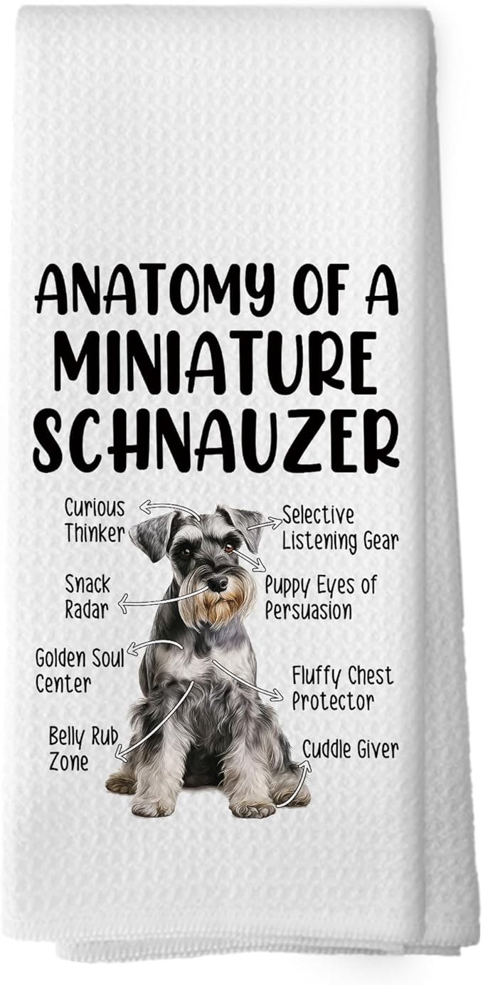 Funny Schnauzer Kitchen Dish Towels, Schnauzer Gifts for Women, Funny Dog Bathroom Decor, Gifts for Dog Mom Dad Lovers Hand Towels Kitchen Tea Towel Decorations, 16x24inch