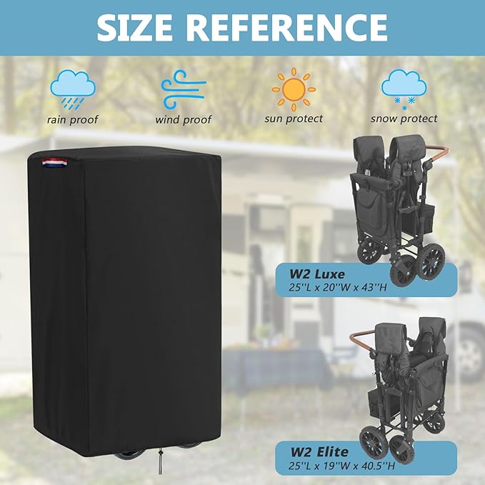 Wagon Stroller Dust Cover for Wonderfold W2 2-Seater Wagon Stroller,Folded Storage and Travel Protection,Waterproof Outdoor Cover for Rain,Dust,and Sun (25" L x 20" W x 31" H)