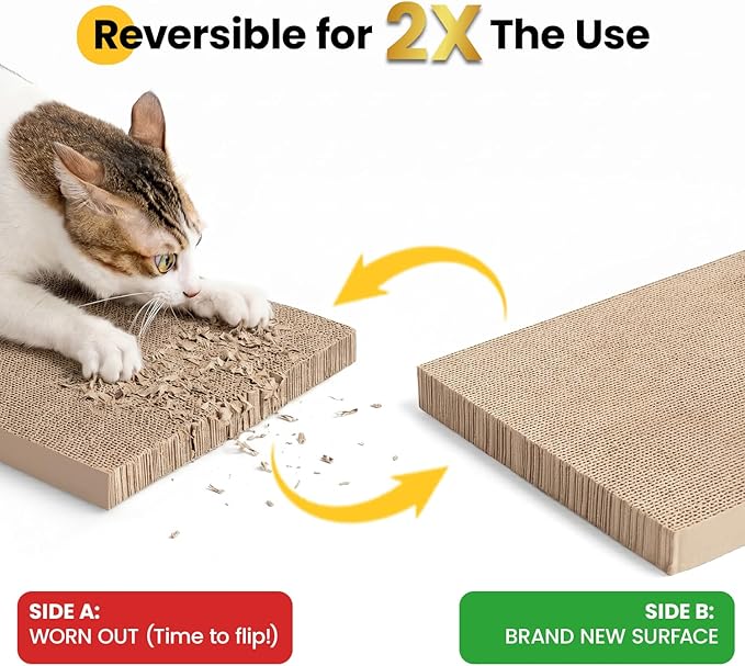 Conlun Cat Scratcher Box with 3-Layer Corrugated Pad, Heavy-Duty Double-Sided Cardboard Scratching Board & Bed, Checkered Design, for Cats,Jumbo