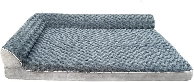 Orthopedic Dog Bed with Pillows, Large Memory Foam Dog Bed Sofa for Medium Large Dogs, Waterproof Washable Cover, Non-Slip Bottom, 42x30x7.5 Inch Supportive Pet Bed Couch, Blue Grey