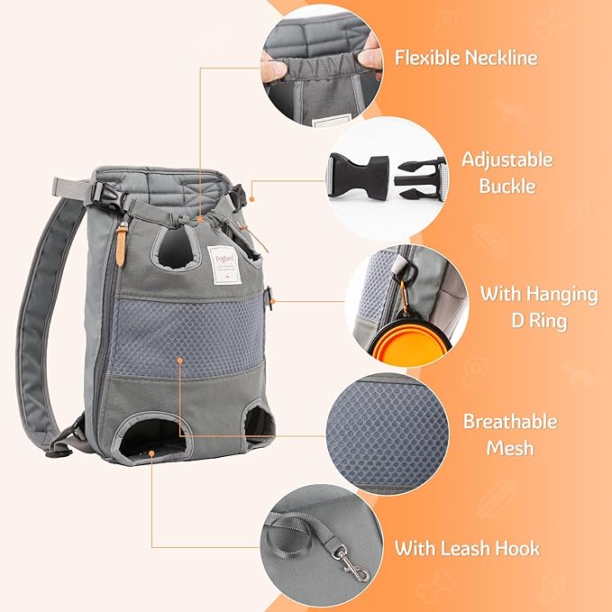 Dog Backpack Carrier Small Dog Backpack, Pet Dog Front Backpack Legs Out Chest Carrier for Small Dogs, Cat Backpack Carrier Dogs Travel Back Pack Hands-Free Hiking Bike Motorcycle (Size:11–19 lbs)