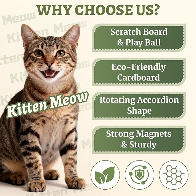 2 Pack Cat Scratcher Toy with Bells, Magic Organ Foldable Cat Scratching Board for Indoor Adult Cats Reduce Boredom, Interactive Toys for Kitten Exercise Anxiety Relief (Brown, 2 Pack)