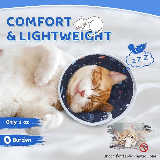 Cat Cone Collar Soft to Stop Licking, Adjustable, Foldable Lightweight Kitten Cones After Surgery Recovery for Cats & Kittens, Cat Cone Alternative, Easy Eating (Grey, L)