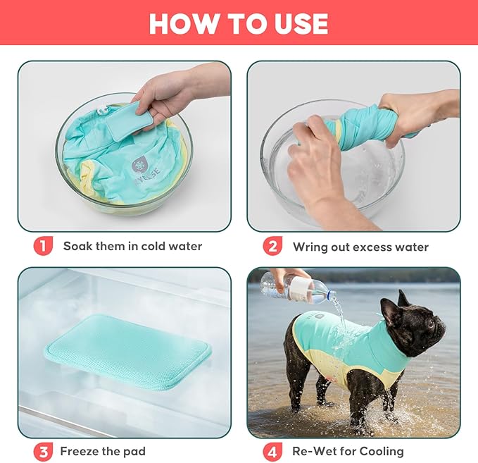 KYEESE Dog Cooling Vest, Lightweight Shirt with Insert Cooling Pad, Sun Protection Summer Heat Relief Outfit for Small Medium Dogs, Reflective Dog Clothes for Outdoor Walking, Blue, XL
