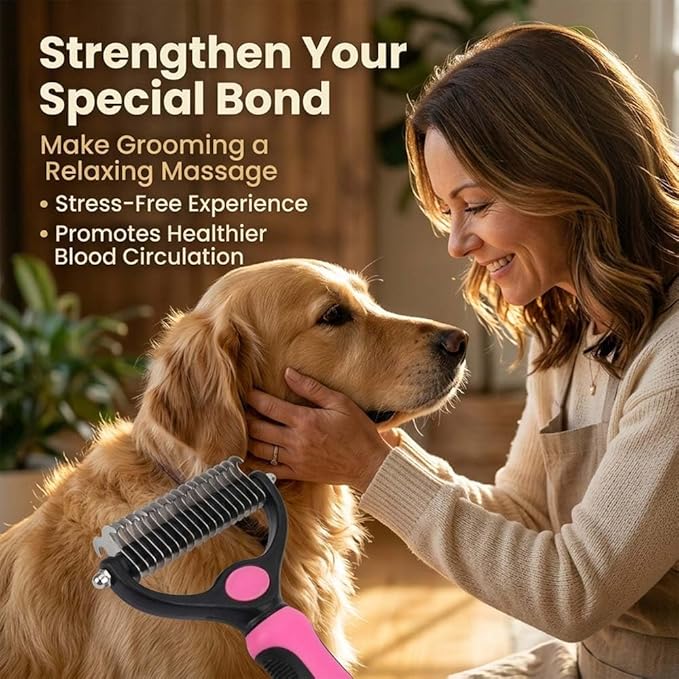 Sakerplus Pet Pro Grooming Tool for Dogs & Cats, Professional Deshedding & Dematting Brush, Stainless Steel Undercoat Rake for Long & Short Hair Pets, Gentle Pet Hair Remover Comb (Pink,Small)
