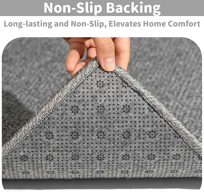 Brakki Bullnose Carpet Stair Treads, Non Slip Landing Mat for Wooden Steps Indoor, Soft Stair Rugs for Pets, Indoor Doormat for Kitchen Bathroom, Washable, 30"x30" 1pc, Grey