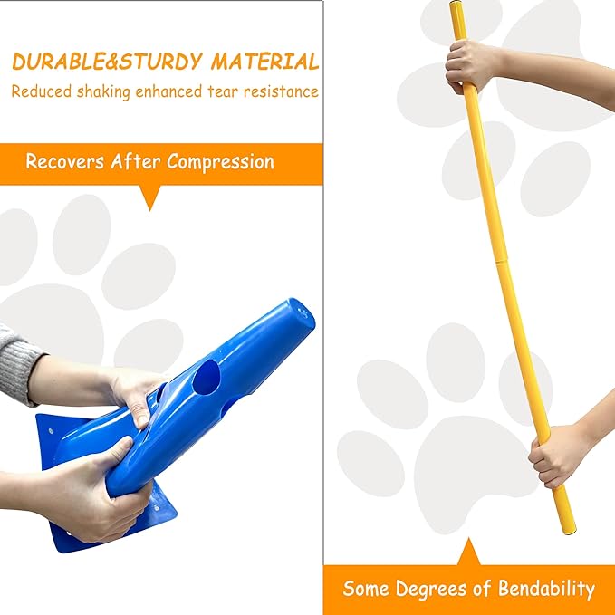 Dog Agility Hurdle Cone Set, Dog Agility Backyard Set Include Height cossbar Agility Rods, Dog Agility Equipment for Rehabilitation & Beginners(Blue+Orange)