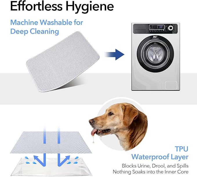 Dog Cooling Mat 46"x36" for Large Dogs (Labs, German Shepherds, Huskies), Q-Max>0.4 Ice-Silk, Waterproof Non-Slip Machine Washable for Crate Indoor Outdoor Travell (L)