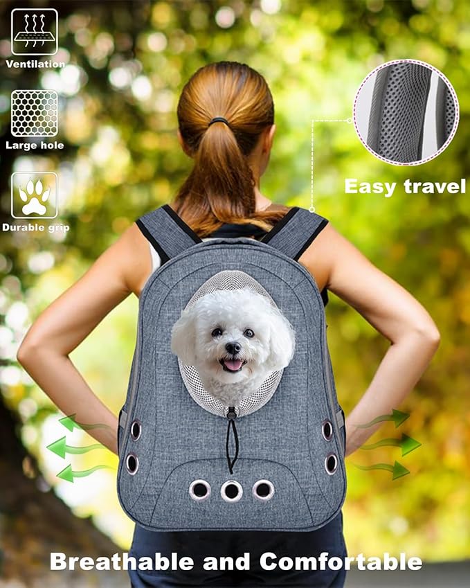 Small Dog Cat Chest Backpack Carrier,Large Space Ventilated Front Facing Backpack Carrier for Puppy,Lightweight Doggy Backpack for Hiking,Camping,Travel,Outdoor,Max 12 lbs(Denim Blue)