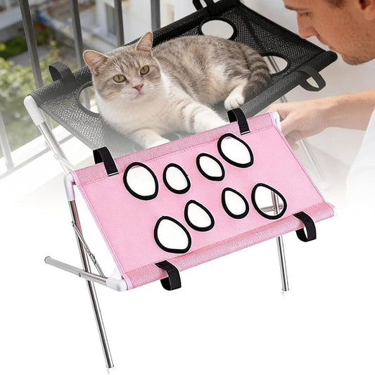 Pet Grooming Hammock Dog Cat Grooming Harness with Frame Stand Detachable Hanging Cradle Sling Anti-Scratch for Small Pets Nail Clipping, Bathing, Claw Care, Ear Cleaning (Pink)