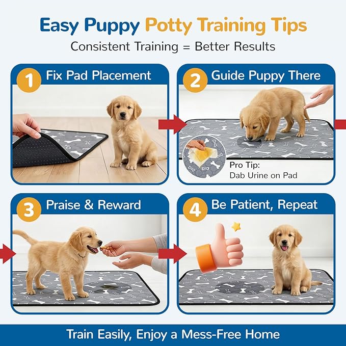BAEJMJK Washable Dog Pee Pads 4-Layer Super Absorbent Puppy Training Pads Waterproof Non-Slip Leak-Proof Reusable Mats for Potty, Crate, Playpen & Travel(28"x40",Coffee & Gray 2-Pack)