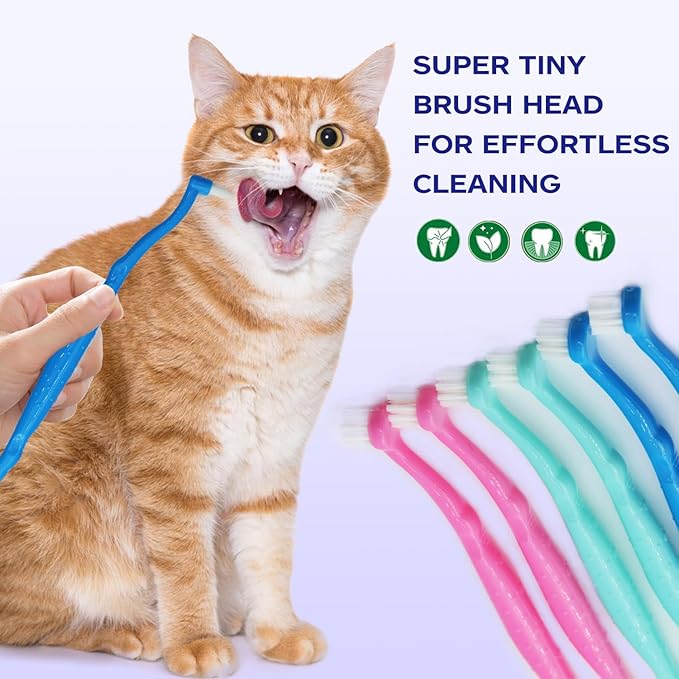 Dual Sided Cat Toothbrush Dog Toothbrush Finger Brush Micro Head, Suitable for Small to Large Dogs & Cats (White, Small)